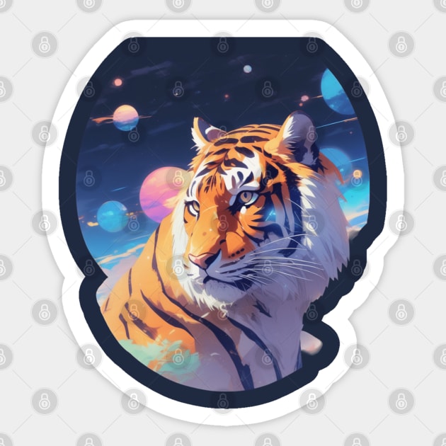 Cosmic Tiger Sticker by Spaceboyishere